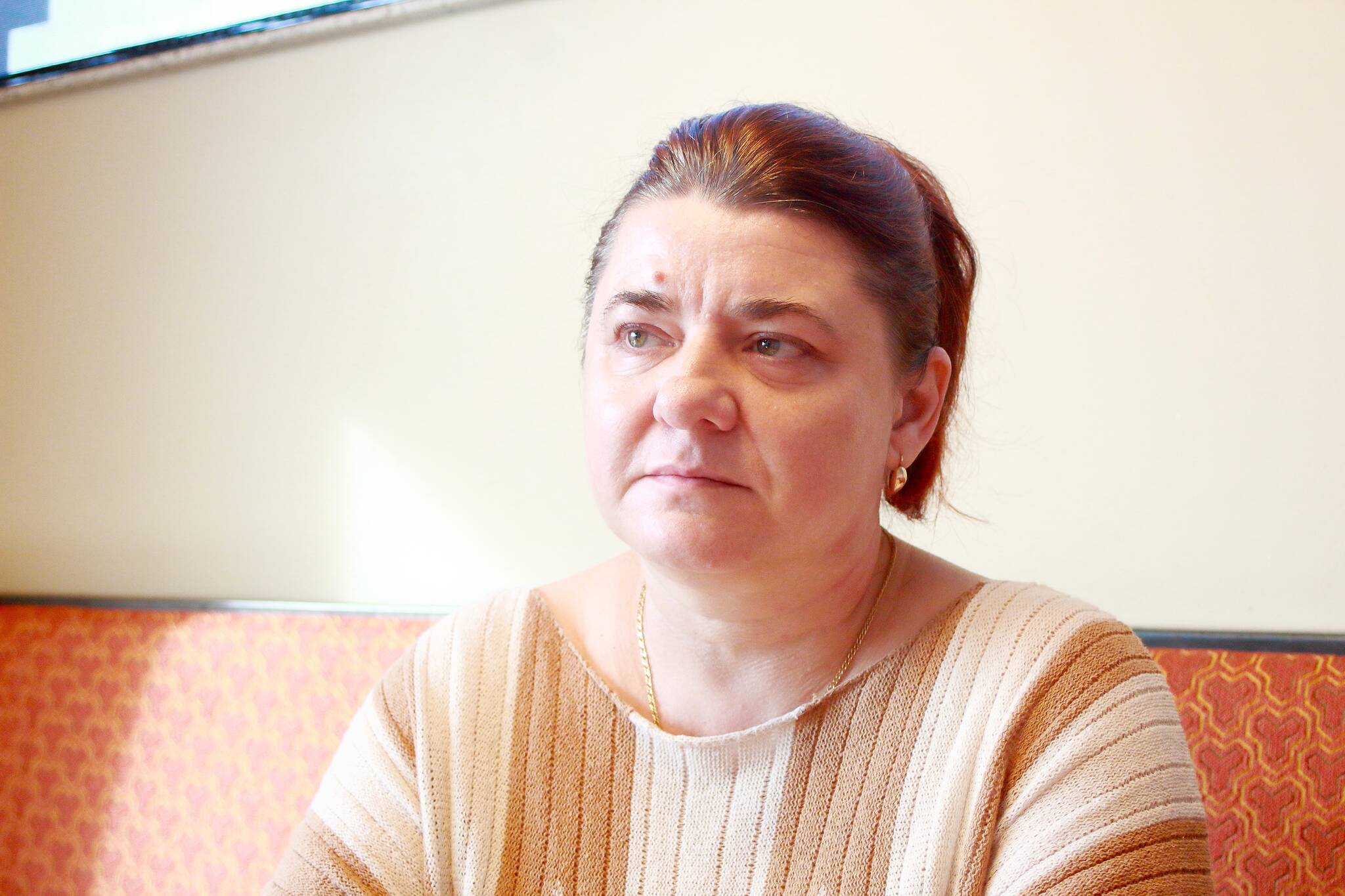 Ganna Stogniy and her family face an uncertain future like many other Ukrainian refugees. Photo by Keelin Everly-Lang / the Mirror