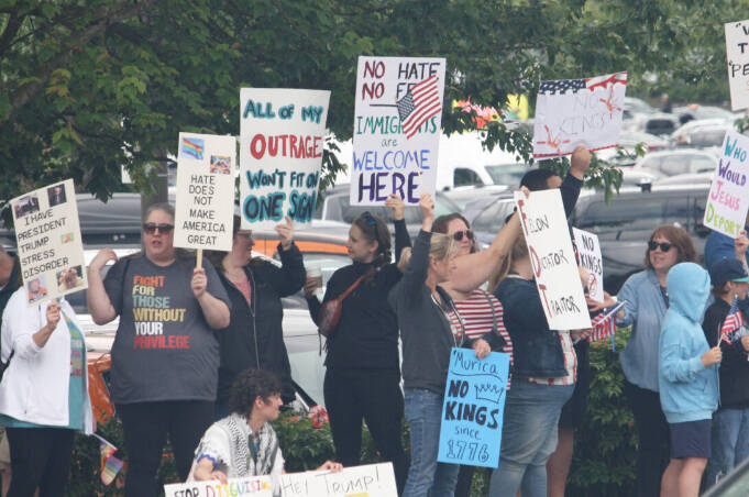 People rally June 14 in Covington during the first No Kings protest against the Trump administration. FILE PHOTO, Kent Reporter