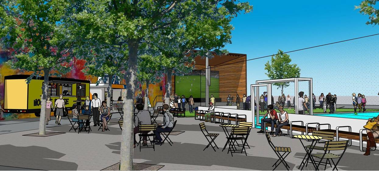 The stage will be the main component of Legacy Square Phase 2 and will be used for showing the World Cup matches next summer. Photo provided by the city of Renton