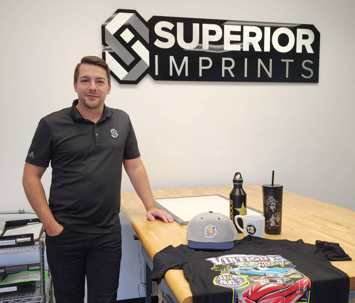 Joe Simmons purchased Superior Imprints in 2020. Now located in Kent, the company helps businesses promote their brands with apparel, drinkware and other products. Courtesy Comcast