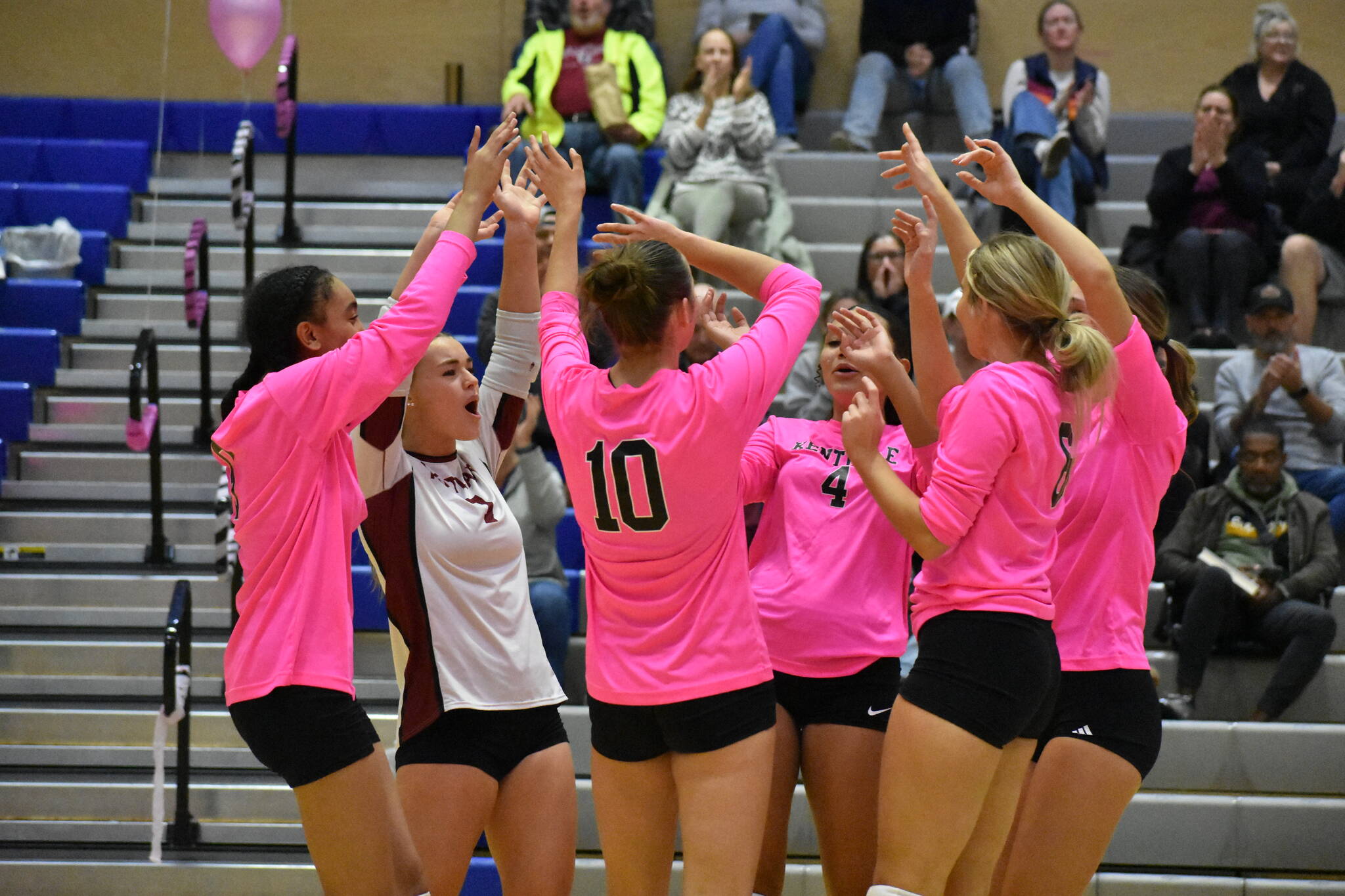 Kentlake celebrates a point against Federal Way. Ben Ray / The Reporter