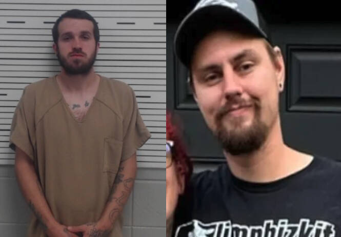 Courtesy photos
Devin Brice McCurdy’s Lawrence County, Alabama, mugshot (left) and a photo of Brandon Godsey from GoFundMe.