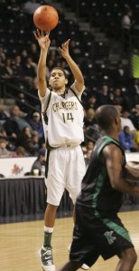 01/28/11 Kentridge's Brendan Westendorf hits a three against Kentwood Friday