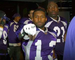 Kent Predators defensive back Jeremiah Captain was a study in intensity April 9 prior to the Predators' home gain against Alaska. Kent prevailed for its first home victory