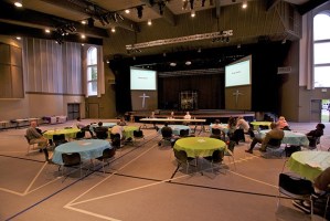 A panel of experts discusses the problems of alcohol and drugs to a small audience last week.