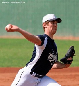 Kent’s Matthew de Wald delivers a pitch during competition at the Western Regional tournament in Ontario