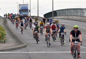 Bicyclists take part in the 2015 Seattle to Portland Classic as they head down South 196th Street in Kent. The 2016 ride is Saturday
