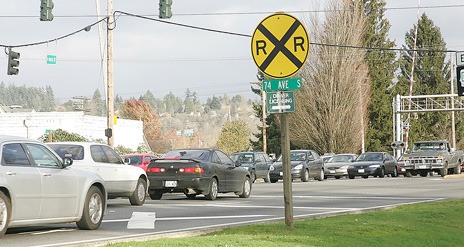 Traffic lines up along Willis Street near the Union Pacific tracks. The Kent City Council is expected to consider changes to its Transportation Impact Fee at its 7 p.m. March 1 meeting at City Hall.