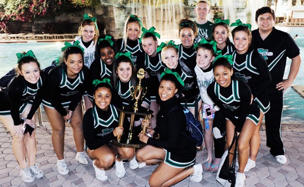 The Kentwood High School cheer team at the UCA Cheerleading Nationals & Worlds held in Orlando