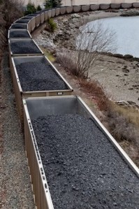 A fully loaded coal train near Bellingham on the way to the Westshore Terminal at Point Roberts