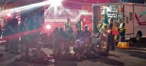 Fire crews respond on Wednesday night to a chemical spill at a shipping/receiving facility in the 6200 block of South 228th Street.