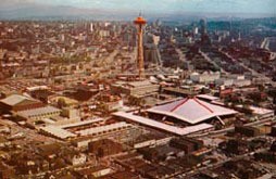 The World's Fair grounds in 1962 at Seattle Center.