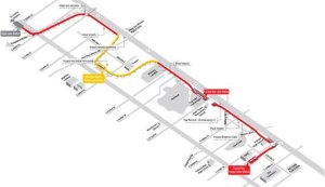 This map shows an extension of Sound Transit's light rail tracks with an Interstate 5 alignment from SeaTac to Federal Way