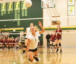 Kentridge setter Jordan Denny dives to make a save during a recent match against Kentlake.