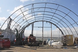 Gunfire between Kent Police and a suspect on Sunday punctured a propane tank at Signature Landscaping Services