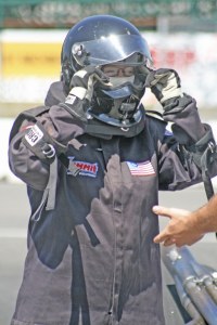 Kent Mayor Suzette Cooke prepares for a fast pass down Pacific Raceways' drag strip.