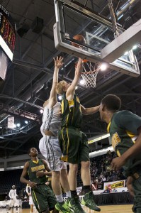 Kentridge's Danny Torlai drops in a shot to increase the Chargers' lead over the Titans in the last few minutes of the SPSL title game.