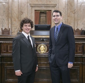 Quinn Kiel on the House floor with his page sponsor