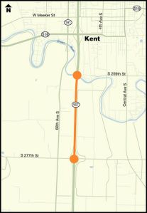 The northbound State Route 167 paving project will repave and resurface one mile of the freeway from South 277th Street to Green River Bridge in Kent.