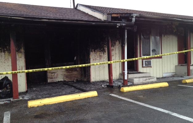 A man died Tuesday morning in a fire at the Sunset Motel on Pacific Highway South in Kent.