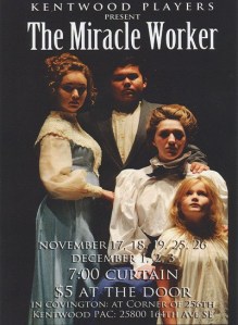 The Miracle Worker cast: Annie Sullivan is played by Kentwood junior Maggie Mosbarger. Sunshine Elementary fifth grader Megan Lewin plays young Helen Keller.  Keller’s mother