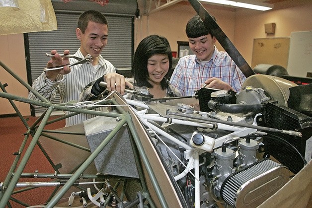 Aviation High School students Jacob Wagner