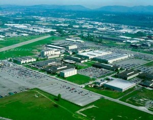 An aerial shot of the Boeing Space Center in Kent from the 1990s.