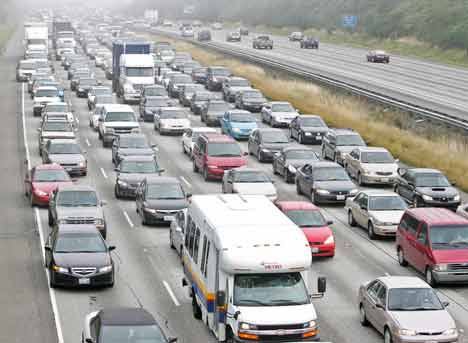 A backup of southbound I-5 traffic stretches for more than 2 miles at Kent the morning of Sept. 22