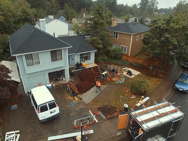 Contractors and volunteers recently built a ramp for Jo Jo