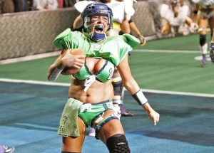 Seattle Mist Laurel Creel screams in joy after running in a touchdown