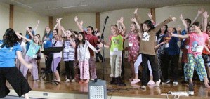 Movement workshop during Rainier Youth Choirs' 2013 Summer Camp Pajama Day.