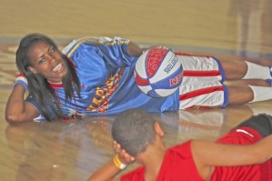 Fatima 'TNT' Maddox leads a drill in dribbling.