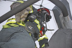 Capt. Rick Cox of the Kent Fire Department tackles the the StairMaster at Kent Station in preparation for the March 10 Scott Firefighter Stairclimb.
