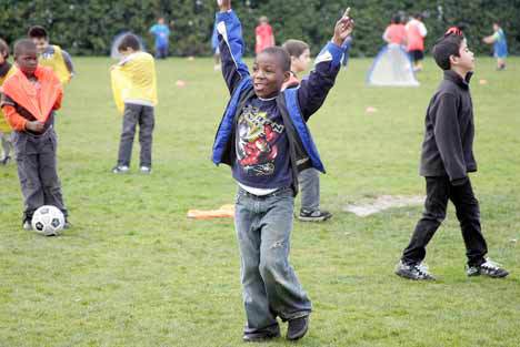 Yledson Apollon raises his hands triumphantly after a good kick