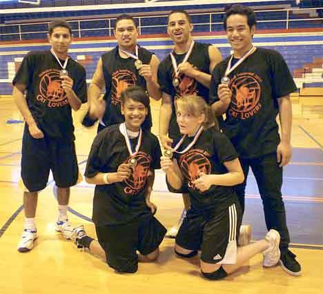 The members of the Cat Lovers volleyball team.