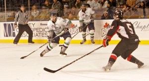 Colin Jacobs heads down the ice last season for the Seattle Thunderbirds. The T-Birds announced their preseason schedule Thursday