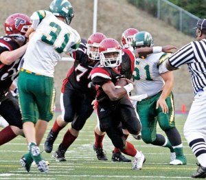 09/10/10 Stephon Vaifale runs through the Kentridge's defense Friday
