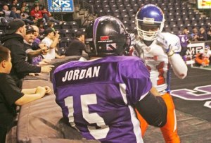 03/12/10 Grizzlies' Noah Harris and Predators' Andre Jordan get violent after an alleged pass interferences in the home opener Friday