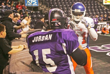 03/12/10 Grizzlies' Noah Harris and Predators' Andre Jordan get violent after an alleged pass interferences in the home opener Friday
