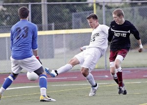 Kentwood's Cody Crook gets pass Eastlake's Michael Gallagher