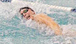 Kentwood’s Erika Panzer cuts through the water during the 50 free in a meet against Tahoma last week. Panzer took second in the event