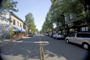 First Avenue is quiet on a sunny spring morning. Since Kent Station moved in to downtown
