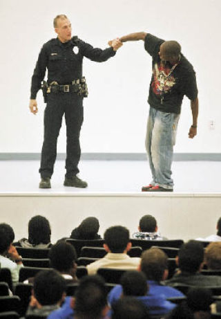 Kent Police Officer Dave Buck makes a presentation April 24