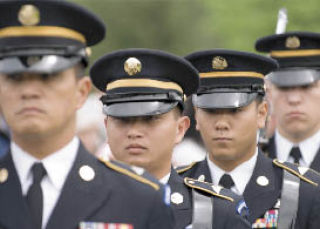 Members of the color guard were a study in focus during Memorial Day services May 26 at Tahoma National Cemetery in Kent.