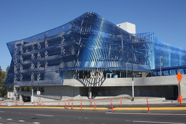 Crews finish up work on the new Angle Lake light rail station parking garage in SeaTac at South 200th Street