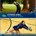 Sophomore Stephanie Sewell, top, was recognized as the Great Northwest Athletic Conference women&rsquo;s golf player of the week Oct. 24-30, and redshirt freshman Mae Thungc was honored the GNAC defensive volleyball player the week for the same week. Both graduated from Kentridge High School in 2015. COURTESY PHOTOS
