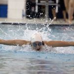 Kentridge High School&rsquo;s Haley Childress, who was named to the first team all-league for the 4A North Puget Sound League, swims to a first-place finish the 100-yard butterfly at the 4A West Central District championship meet on Oct. 29. COURTESY PHOTO, Tracy Arnold