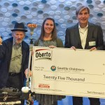 Representatives from Bartell Drugs and Oberto meet to present a $25,000 donation to Seattle Children&rsquo;s Hospital Foundation officials. From left: Laura Oberto, Oberto board director; Art Oberto, patriarch and director emeritus; Evelyn Merrill, Bartell Drugs senior marketing manager-digital and fourth generation Bartell family member; Thomas Hernquist, CEO of Oberto; Michele Smith, board chair of Seattle Children&rsquo;s Hospital and Research Foundation. COURTESY PHOTO