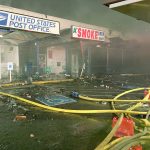 A U.S. Post Office location and several businesses were heavily damaged during a Sunday fire in Kent in the 23400 block of Pacific Highway South.