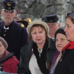 Descendants of Civil War veteran James Powers speak at the ceremony. They included, Glenna Miller, second from the left, Lorraine Burnett, third from the left, and Jill Mohler.